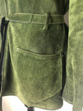 womens jacket  womens  vintage  Urban Village Vintage  Suede Jacket  Suede  sheepskin collar  Sheepskin  shearling  Jacket  Green  collar  coat  70s  1970s  12