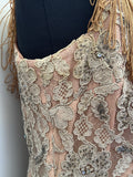 womens  vintage  sleeveless  midi dress  lace  fringing  fringed  dress  diamante  50s  1950s urban village womens vintage clothing