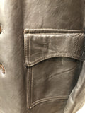 vintage  mens  Leather Jacket  Leather  L  Jacket  Fitted  brown leather  brown  70s  1970s Urban Village Vintage