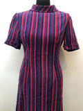 zip  womens  Weatherall  vintage  Urban Village Vintage  urban village  turn over collar  purple  pink  multi  knee length  high neck  dress  collar dress  collar  blue  back zip  70s style  70s  70  1970s  12