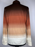womens  vintage  top  striped shirt  striped  multi  dagger collar  cream  brown  blouse  70s  1970s  16