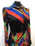 zip back  zip  womens  vintage  Urban Village Vintage  urban village  straps  sheer  retro  multi  maxi dress  maxi  long sleeves  long sleeve  hippie  high neck  dress  black  70s  1970s  12