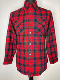 1970s Red Checked Flannel Wool Shirt by Woolshire - Size M