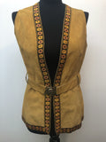 1960s Suede Belted Gilet - Brown - Size 8