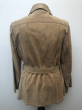 womens  western  vintage  Urban Village Vintage  Suede Jacket  Suede  press stud fastening  Jacket  collar  brown  big collar  Belted waist  belt  beige  70s  70  60s  1970s  1960s  12  10/12  10