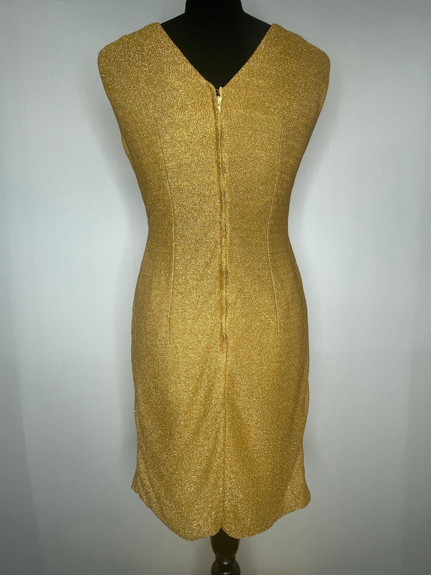 Vintage 1960s Gold Lurex Mini Evening Shift Dress - UK 10 - Urban Village UrbanVillageVintage Vintage 1960s Gold Lurex Mini Evening Shift Dress - UK 10 - Urban Village UrbanVillageVintage