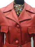 Urban Village Vintage  70s  womens coat  womens  vintage  Red  Leather Jacket  Leather Coat  Leather  Jacket  1970s  10