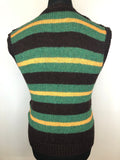yellow  vintage  vest  Urban Village Vintage  urban village  striped  sleevless  sleeveless  S  round neck  retro  pattern  patterened  mens  knitted  green  black  70s  1970s