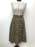 yellow  womens  vintage  Urban Village Vintage  urban village  Skirts  skirt  multi  high waisted  floral  corduroy  black  70s  1970s  10