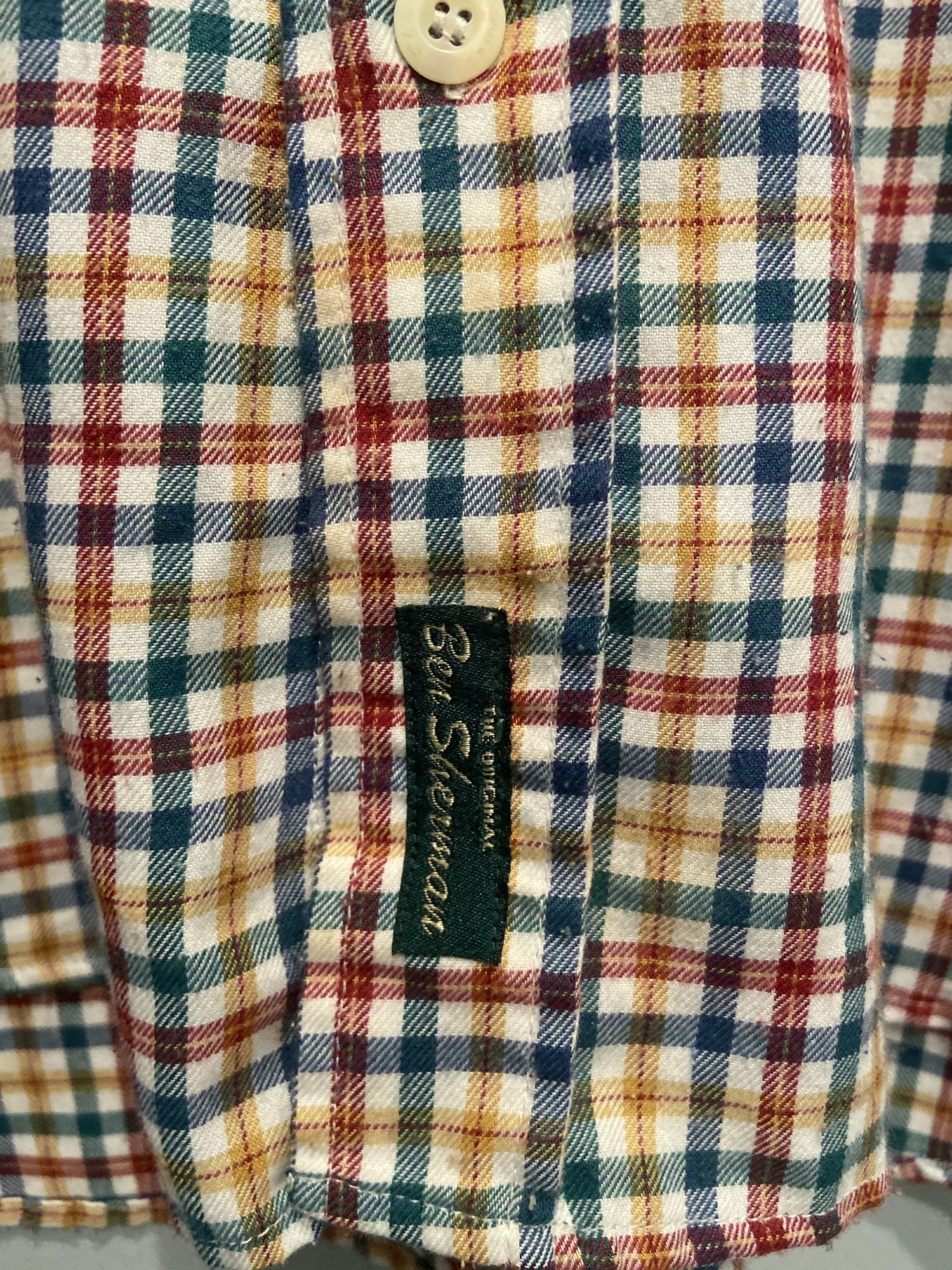 ben sherman shirt checked check plaid multi long sleeve button down 4xl 3xl mod mens vintage clothing urban village