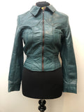 womens  vintage  Urban Village Vintage  long sleeve  Leather Coat  Leather  Green  bomber jacket  8  70s  70  1970s