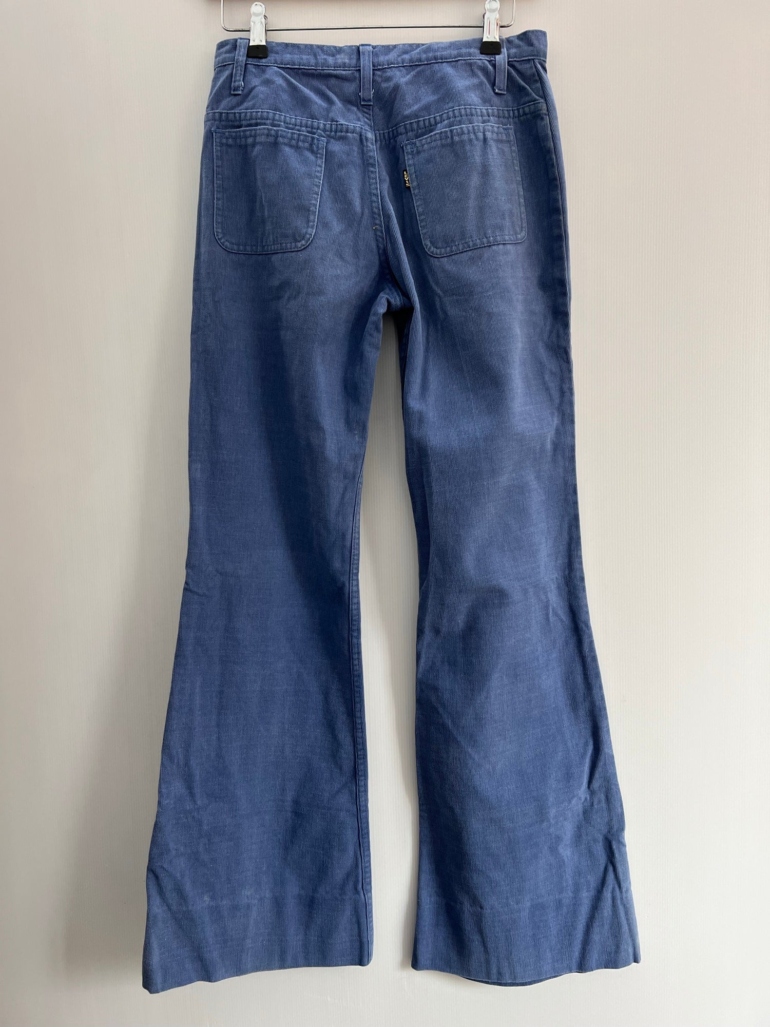Vintage 1970s Miss Levis Big E Flared Cord Jeans in Blue Size UK
