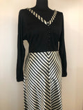 womens  white  vintage  Urban Village Vintage  summer dress  stripes  print  maxi dress  maxi  long sleeve  Horrockses Fashions  dress  chevron stripes  chevron stripe  black  70s  1970s  14