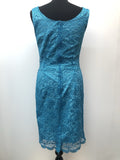 womens  vintage  scallop hem  pearl button  lace  fully lined  floral lace  evening dress  dress  blue  back zip  60s  1960s  10