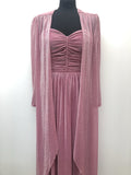 womens  vintage  Urban Village Vintage  urban village  two piece  pink  metallic  maxi dress  long dress  lightweight jacket  John Charles  glitter  evening dress  dress  crochet  70s  70  1970s  10