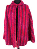 Vintage 1970s Striped Mohair Wool Cape by Donegal Design - Size M