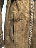 Nestos of Galway  Julian Vard  womens  vintage  Suede Jacket  Suede  long coat  Leather  coat  brown  Braided Leather Detail  70s  60s  1970s  1960s Urban Village Vintage