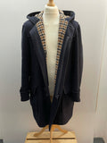 Mens Aquascutum Navy Wool Hooded Duffle Coat - Large