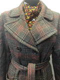 70s  1970s  check coat  double breasted coat  womens coat  coat  womens jacket  womens  vintage  Red  jacket  Grey  checked  check  blazer jacket  blazer  belted blazer  14 Urban Village Vintage