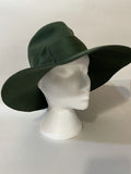 wide brim  floppy hat  womens  vintage  Vermont boutique  velvet ribbon  Urban Village Vintage  urban village  Small  ribbon  retro  made in england  London  hat  Green  dress hat  bow detail  bow  70s  1970s