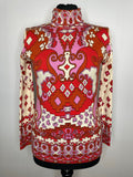 1970s Psychedelic Print Polo Neck Tunic Top  - UK 8-10