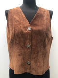 1960s 1970s Suede Short Waistcoat in Brown - Size 10