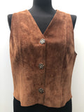 womens jacket  womens coat  womens  waistcoat  vintage  vest  Urban Village Vintage  summer  Suede Jacket  Suede  press stud fastening  Jacket  floral  decorative buttons  brown  70  60s  1970s  1960s  10