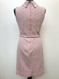 womens  vintage  Urban Village Vintage  round neck  pink  patterned dress  patterned  MOD  metallic  glitter  dress  collar dress  back zip  8  60s  1960s