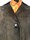 womens jacket  womens  vintage  Urban Village Vintage  Suede Jacket  Suede  knit collar  Jacket  Frank Bryan Leathercraft  collar  coat  brown  blazer jacket  70s  1970s  14