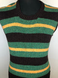 yellow  vintage  vest  Urban Village Vintage  urban village  striped  sleevless  sleeveless  S  round neck  retro  pattern  patterened  mens  knitted  green  black  70s  1970s