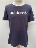 Retro Adidas Ringer Logo T-Shirt - Size L