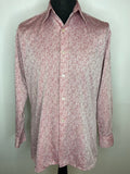 Vintage 1970s Dagger Collar Pink Swirls Patterned Shirt - Size M