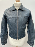 zip  vintage  Urban Village Vintage  retro  pockets  Mens jacket  mens coat  mens  M  Leather Jacket  Leather Coat  Leather  Jacket  denim  collar  blue  big collar  70s  70  1970s