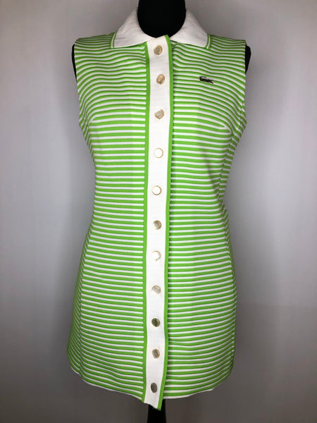 Rare 1960s Lacoste Striped Collared Mini Tennis Dress Size UK 10 Urban Village Vintage UrbanVillageVintage
