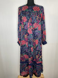1970s Floral Print Indian Loose Smock Kaftan Dress - One Size