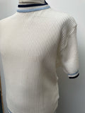 white  vintage  Urban Village Vintage  urban village  stripey  Stripes  striped  stripe  MOD  light knit  L  knitwear  knitted  knit  elasticated  crew neck  60s  1960s
