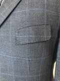 vintage  Urban Village Vintage  urban village  two piece  trousers  suit  straight leg  retro  red paisley  pockets  Paisley Print  paisley lined  paisley  mens  M-L  M  long sleeve  L  Jacket  Hugo Sanchez  grey  blue check  blazer jacket  70s  1970s