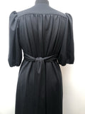 womens  vintage  Urban Village Vintage  puff sleeves  maxi dress  maxi  large sequin  evening dress  dress  button front  black  70s  1970s  12