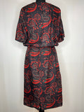 womens  vintage  summer  retro  red  Paisley Print  MOD  loose fit  dress  button back  60s  1960s  12