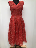 womens  vintage  swing dress  retro  Red  MOD  midi dress  midi  long sleeve  jonell  fitted waist  dress  70s  1970s  10