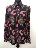 womens shirt  womens  vintage  Urban Village Vintage  urban village  Shirt  pink  patterned  patterened  Navy  multi  Michel Axel Pans  collar  blouse  70s  70  1970s  12