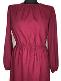 zip back  zip  womens  vintage  Urban Village Vintage  urban village  summer blouse  Red  long sleeve  knee length  dress  back zip  70s  1970s