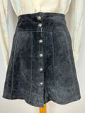 Vintage 1960s Suede Mini Skirt in Black - Size UK 6