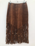 1970s Western Fringed Suede Skirt - Size 6