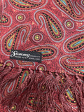 1960s Red and Green Paisley Print Mod Scarf by Sammy - One Size