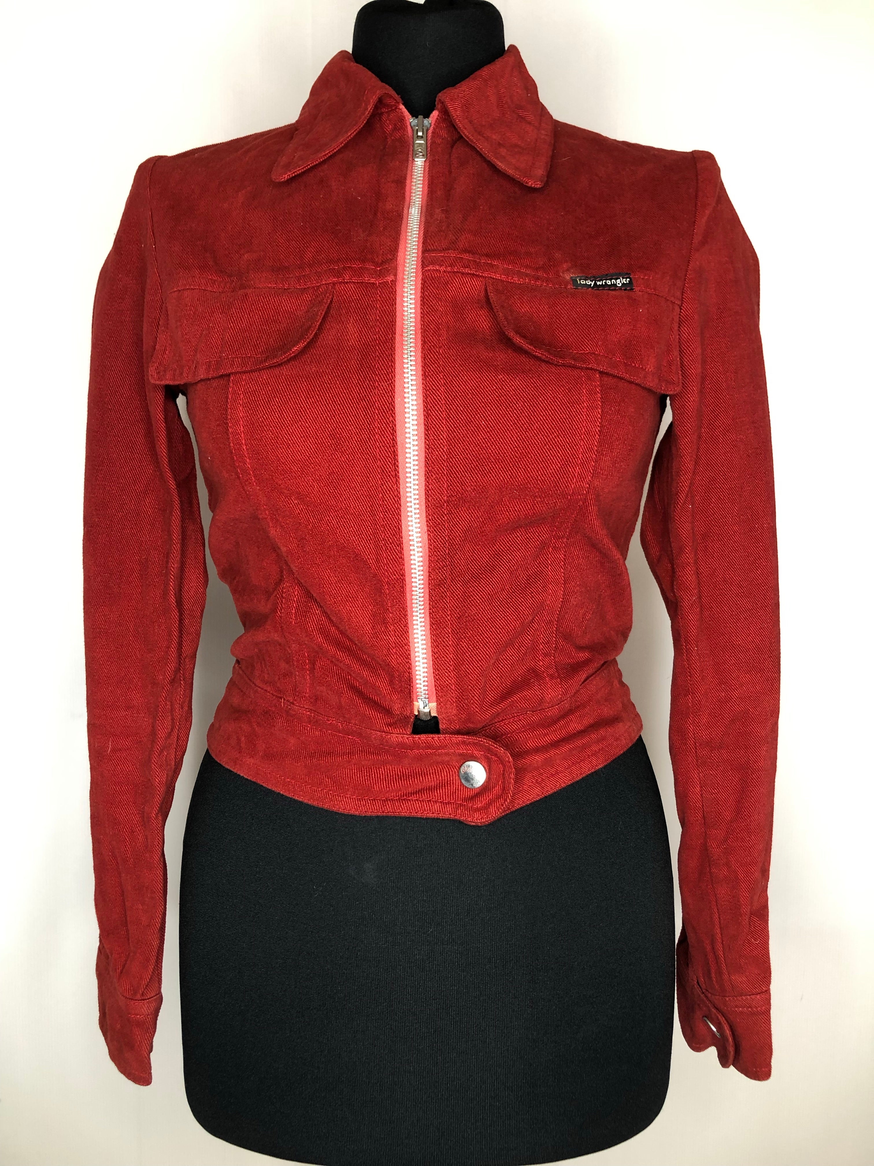 Rare 1970s Cropped Jacket by Lady Wrangler in Red - Size UK 6-8