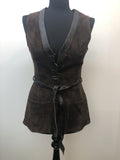 womens jacket  womens coat  womens  waistcoat  vintage  vest  Urban Village Vintage  summer  Suede Jacket  Suede  Leather trim  Jacket  dark brown  button fastening  brown  8  70  1970s