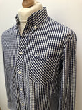 Mens Signature Ben Sherman Gingham Shirt Navy - Size M - Urban Village Vintage