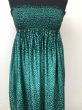 8  zip  womens  vintage  Urban Village Vintage  urban village  St Michael  leaf print  Green  evening dress  dress  bandeau dress  back zip  70s  1970