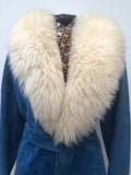 womens  vintage  Urban Village Vintage  suede  sheepskin  shearling  Jacket  coat  blue  70s  70  1970s  10